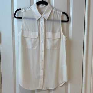 Equipment White Button Down Blouse with Dress Shirt Collar